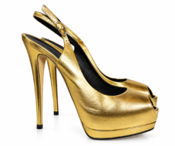Alternative view of Giuseppe Zanotti Gold Metallic Leather Platform Peep Toe Slingback Heels 39.5