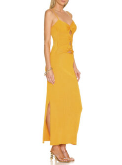 Alternative view of Cult Gaia Honey Marigold Orange Knit Cutout Sleeveless Maxi Dress Size Small