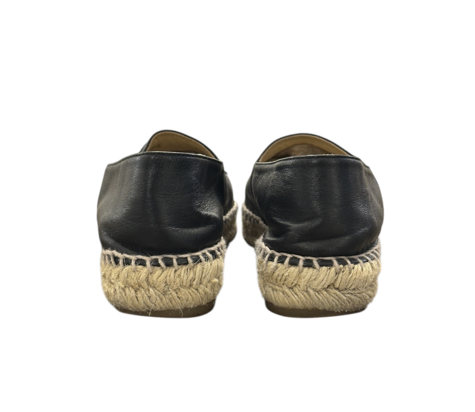 Chanel Black Lambskin Interlocking CC Logo Cap Toe Espadrille Flats Shoes 35/5 - Image 7