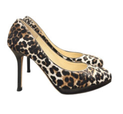 Alternative view of Jimmy Choo Leopard Pony Hair Platform Pumps Stiletto Heels 35 Italy