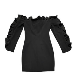 Alternative view of Cinq a Sept Rosemarie Black Off Shoulder Ruffle Mini Dress Satin Size 0