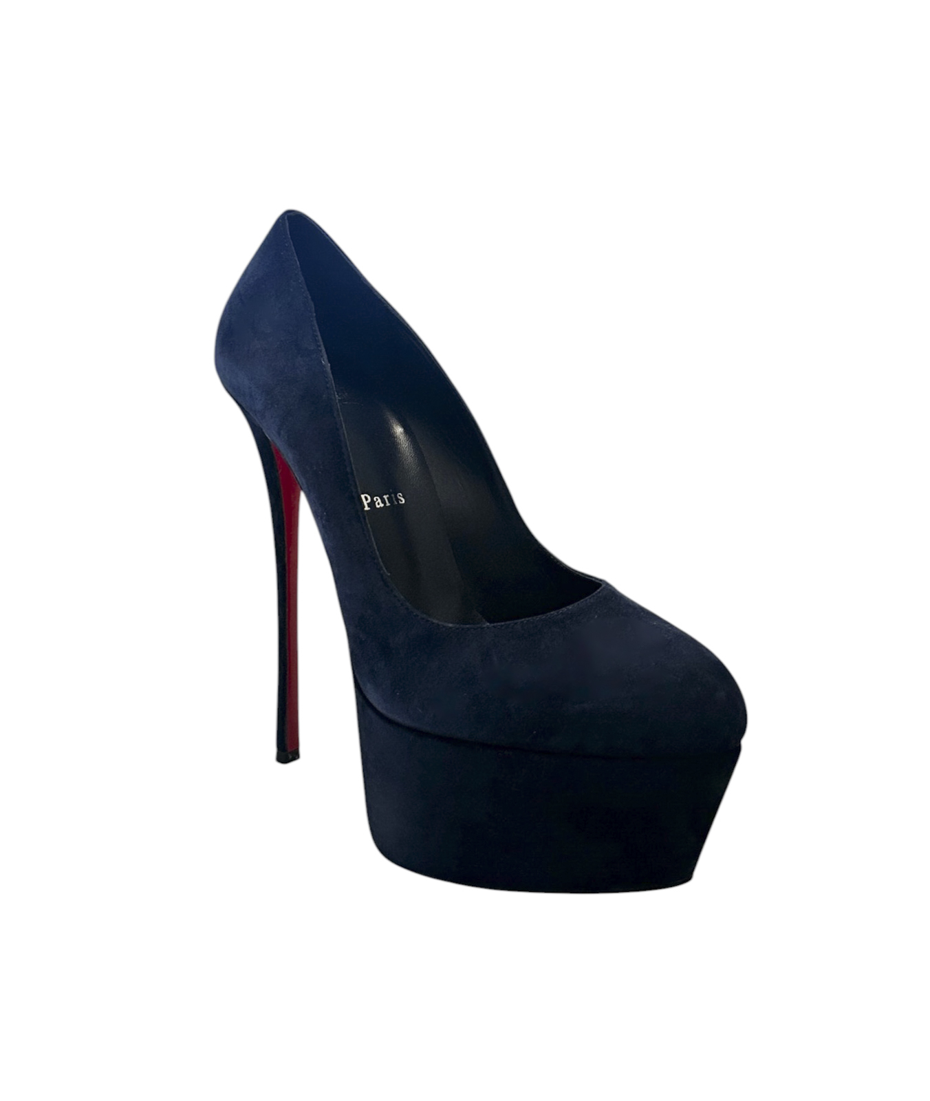 Christian Louboutin NIB Dolly Pump Alta 160 Navy Suede Platform Heels Pumps 39