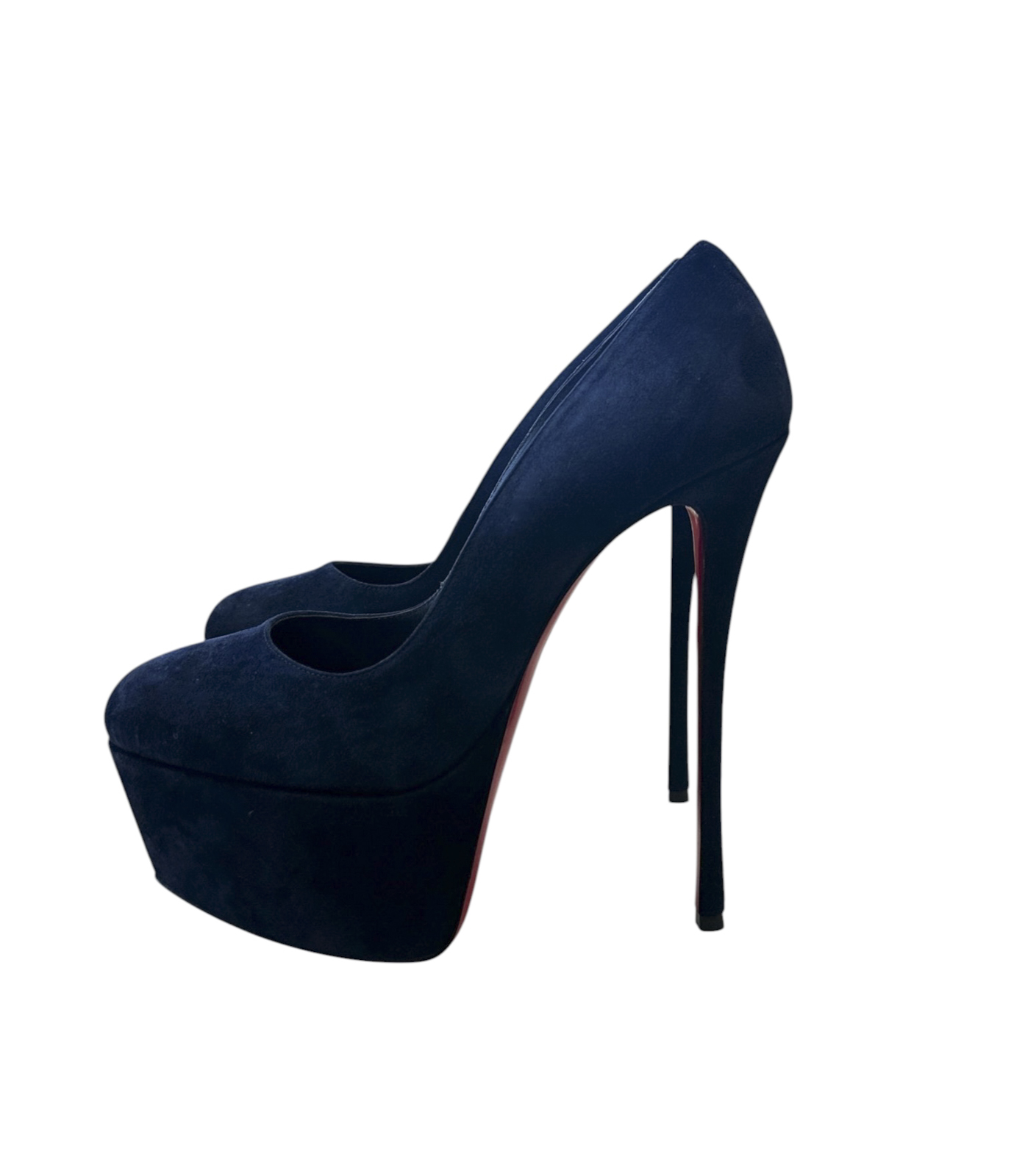 Christian Louboutin NIB Dolly Pump Alta 160 Navy Suede Platform Heels Pumps 39 - Image 3