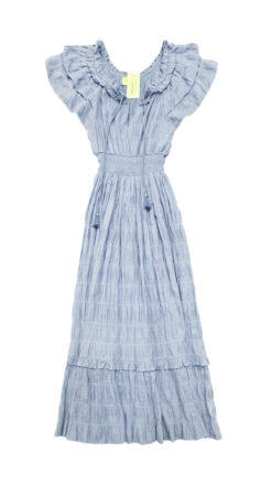 Alternative view of Cleobella Santana Ankle Dress XS NWT Sky Blue Organic Cotton Ruffle Maxi