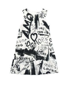 Alternative view of Dolce & Gabbana Girls Graffiti Amore Print Sleeveless Shift Dress Size 7/8