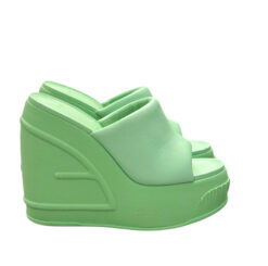 Alternative view of Fendi Nappa Fashion Show 140mm Platform Slide Sandals Green Bouquet 39
