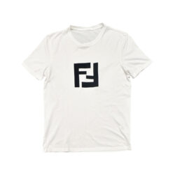 Alternative view of FENDI Mens White Cotton T Shirt Black FF Zucca Logo Crew Neck Size Large