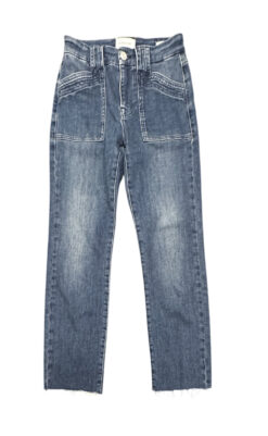 Alternative view of FRAME Le High Straight Trapunto Aurora Patch Pocket Jeans Blue Size 26