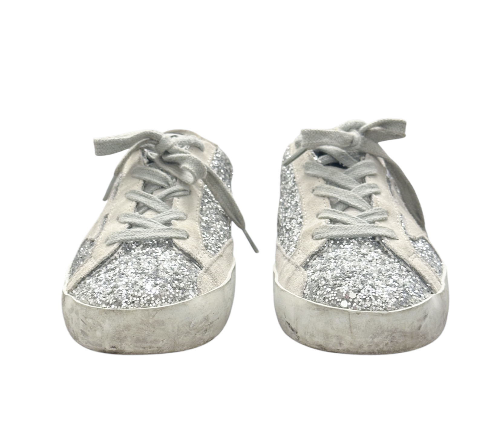Golden Goose Kids Superstar Silver Glitter Suede Star Sneakers Girls EU 32 - Image 3