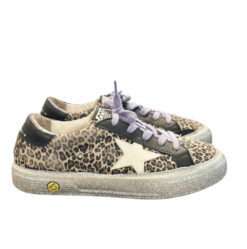 Alternative view of Golden Goose May Girls Leopard Print Glitter Sole Sneakers EU 33 US 2