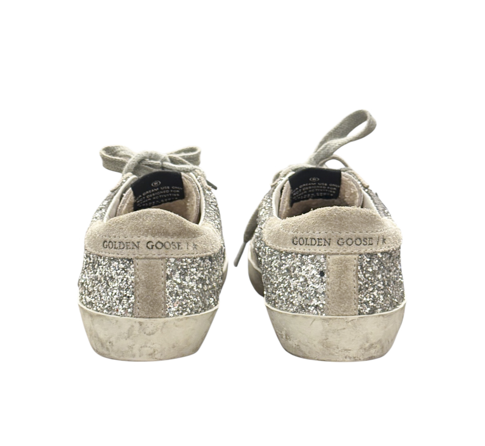 Golden Goose Kids Superstar Silver Glitter Suede Star Sneakers Girls EU 32 - Image 6