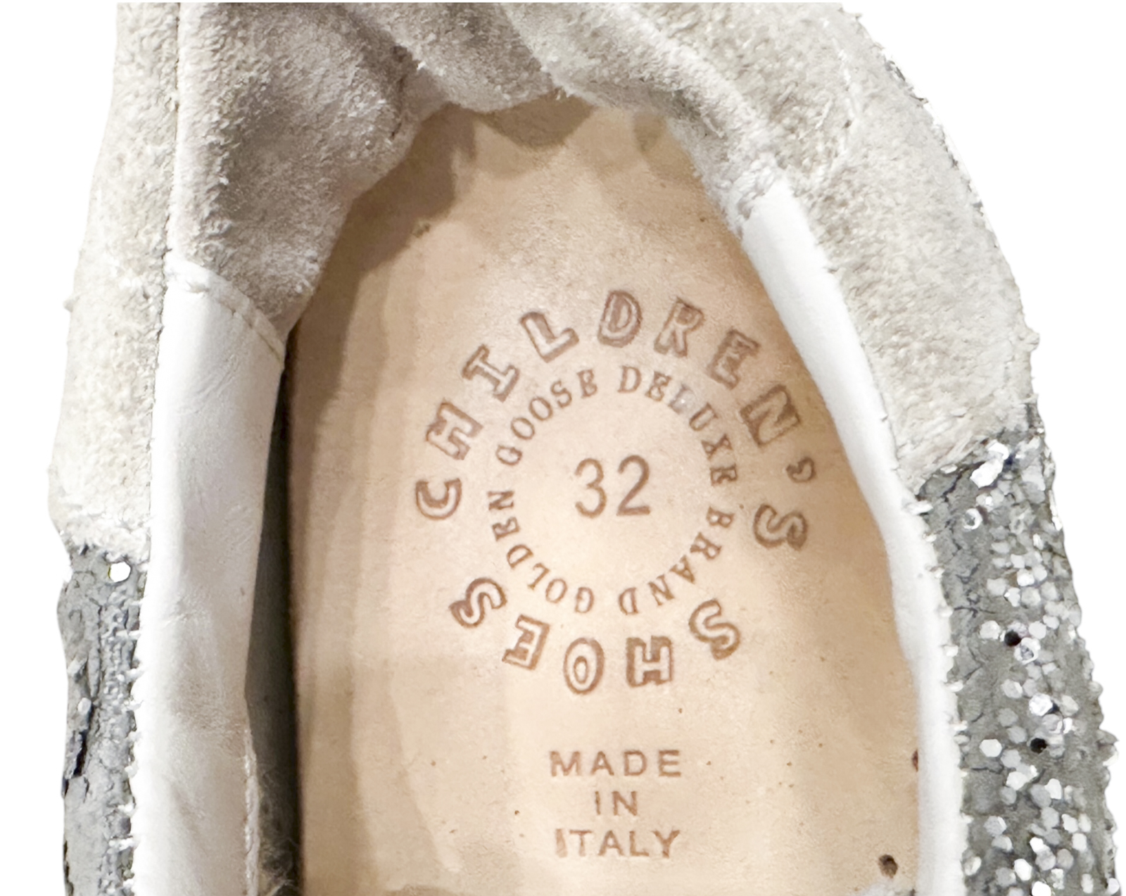 Golden Goose Kids Superstar Silver Glitter Suede Star Sneakers Girls EU 32 - Image 7
