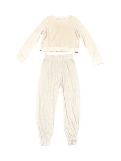 Alternative view of Goldie LeWinter Velour Crush XS Crop Sweatshirt Jogger Pants 2 Piece Set Ivory