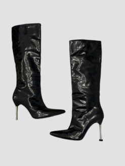Alternative view of Gucci Tom Ford F/W 1997 Runway Black Patent Leather Stiletto Boots 9.5B