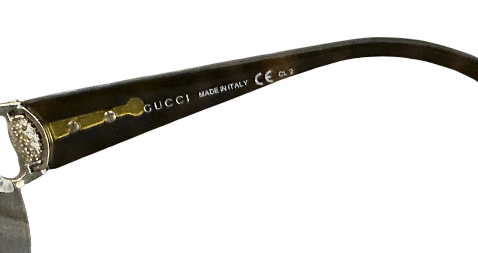 GUCCI Vintage Y2K GG 2875/N/S Shield Sunglasses Crystal Logo Brown w/ Case - Image 4