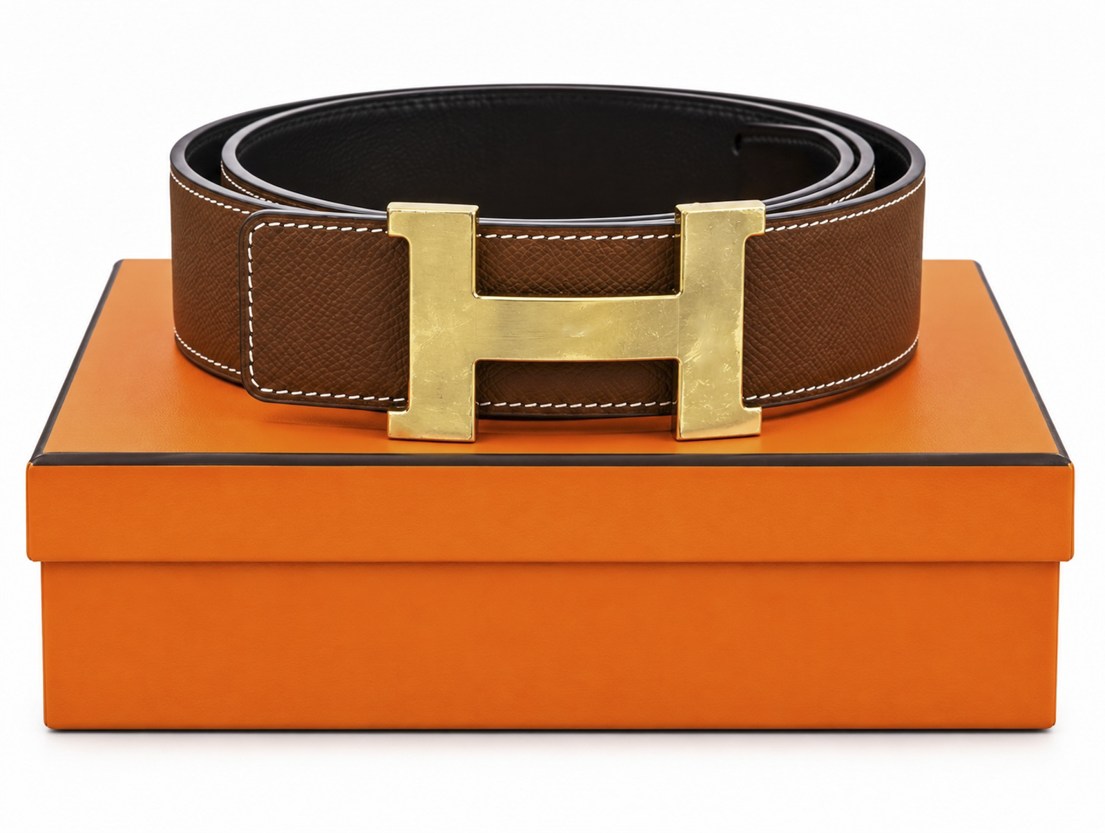 Hermès Constance H Belt 38mm Gold Epsom Dark Brown Swift Reversible Leather 100/40