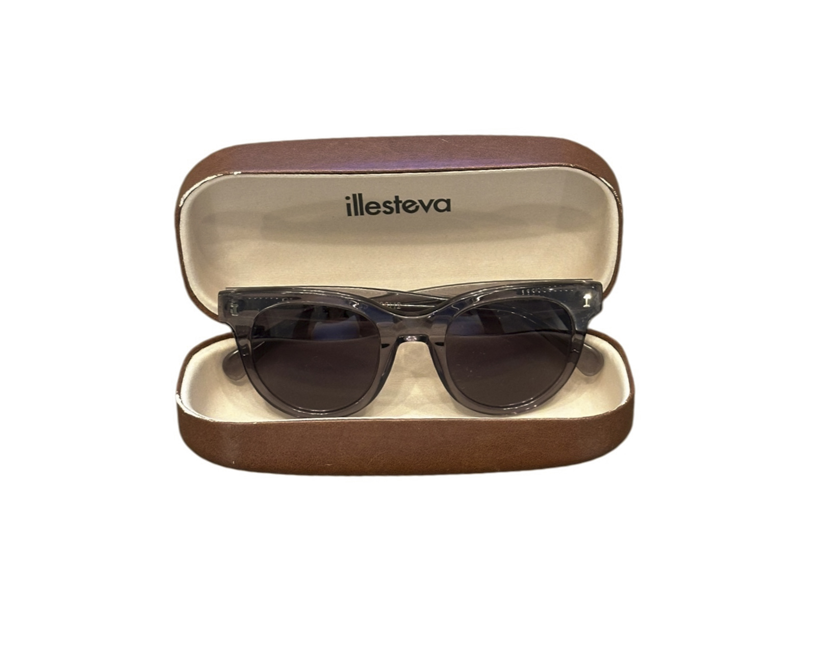Illesteva Sicilia Grey Gray Acetate Round Sunglasses Designer Eyewear w/ Case - Image 7