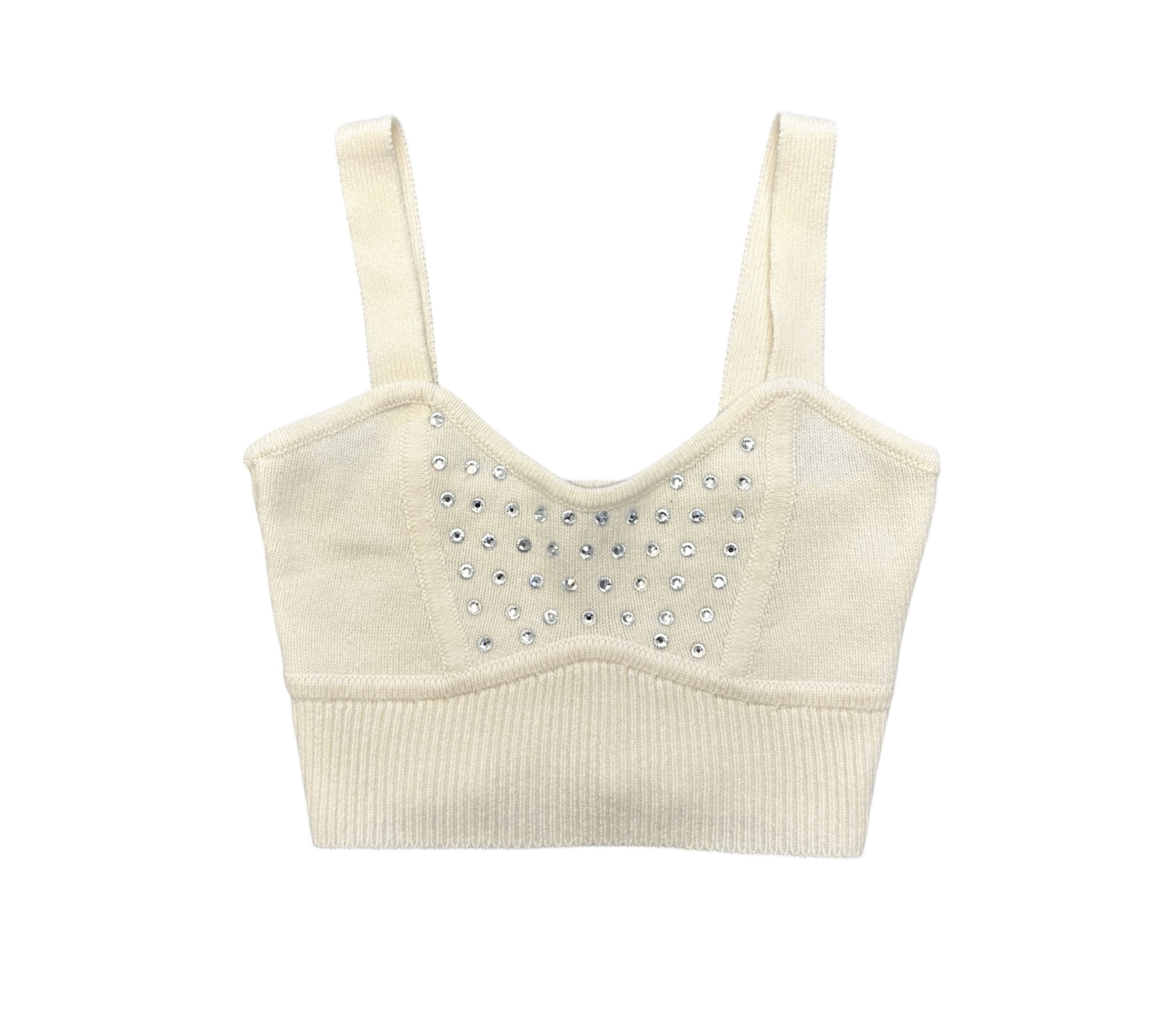 INTERMIX Kelly Wool Cashmere Rhinestone Knit Bralette Crop Top XS NWOT - Image 2