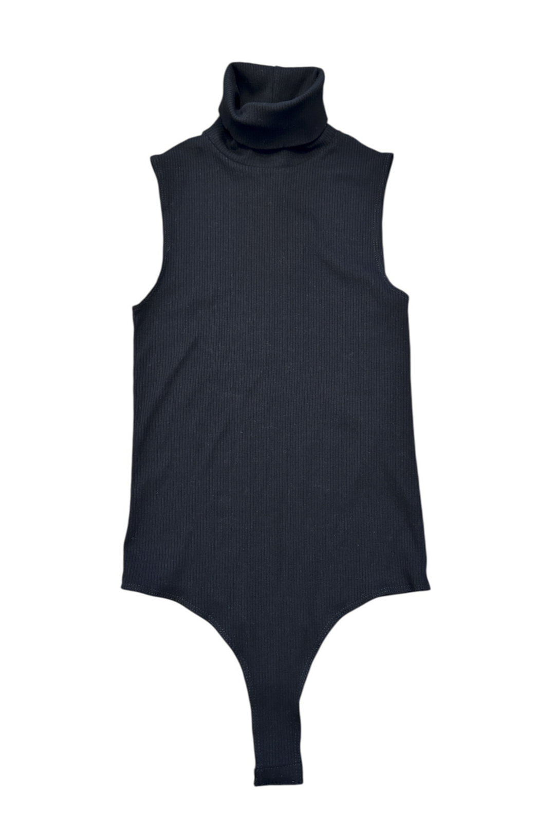 INTERMIX Leonie Bodysuit S Black Ribbed Sleeveless Turtleneck Stretch NWT - Image 2