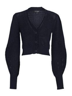 Alternative view of INTERMIX Navy Blue Crochet Knit Cropped Cardigan Tank Top 2 Piece Set XS