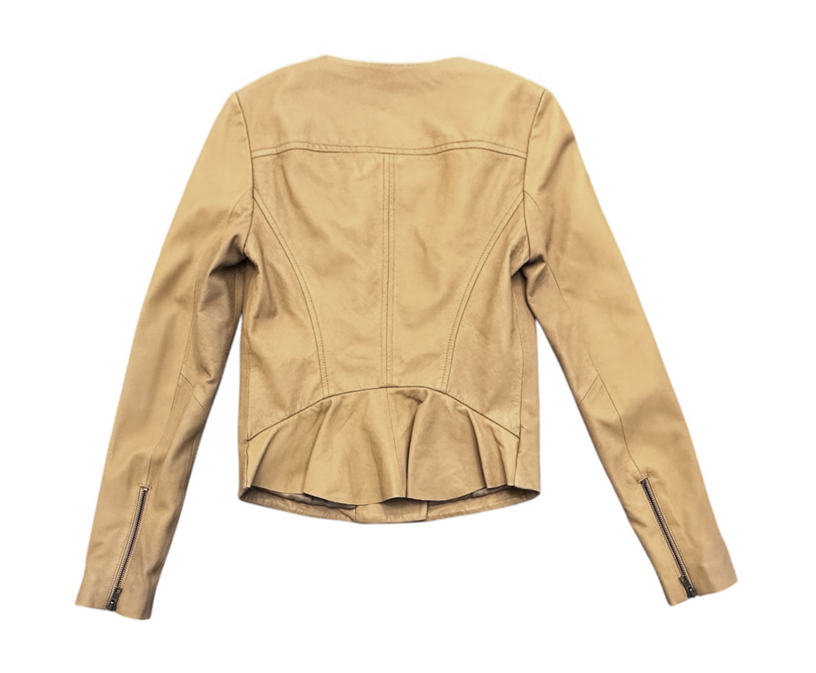JOIE Emelyn Butterscotch Camel Leather Moto Biker Jacket Women XS - Image 3