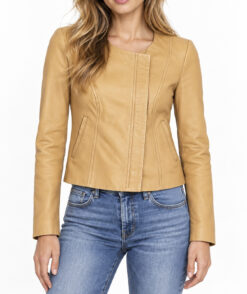 JOIE Emelyn Butterscotch Camel Leather Moto Biker Jacket Women XS