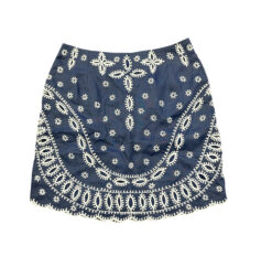 Alternative view of Karina Grimaldi NWT Illiana Denim Embroidered Linen Mini Skirt XS $262