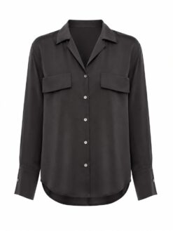 Alternative view of FRAME Black 100% Silk Blouse XS Long Sleeve Button Down Flap Pocket Shirt