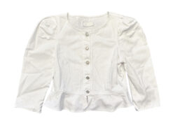 Alternative view of LE JEAN Luella White Denim Puff Sleeve Peplum Jacket Top Size XS