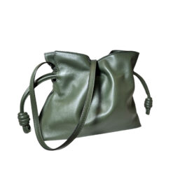 Alternative view of LOEWE Flamenco Knot Khaki Green Leather Drawstring Shoulder Crossbody Bag