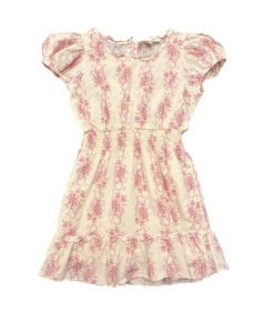 Alternative view of LoveShackFancy Girls Pink Floral Puff Sleeve Smocked Ruffle Dress Size 8/9