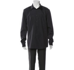 Louis Vuitton Men's Uniform Black Long Sleeve Button Up Collared Shirt 43