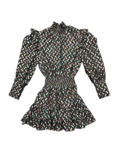 Alternative view of MISA Los Angeles Gianna Dress XS Black Rainbow Clip Dot Ruffle Mini $430