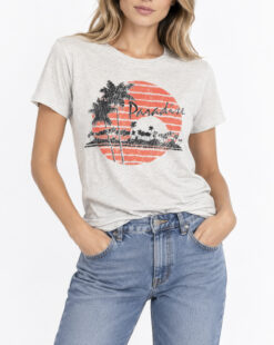 MOTHER The Sinful Paradise Graphic T Shirt White Sunset Palm Trees XS NWT