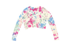 Alternative view of Parker Blue 100% Cashmere Tie Dye Cropped Pullover Sweater Pink Blue Size Small