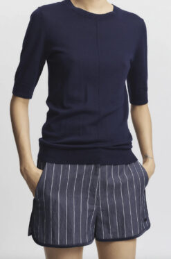 Alternative view of Saint Art Jen Pinstripe Board Shorts Navy Blue Lyocell Tailored Size XS NWOT