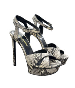 YSL Saint Laurent Bianca Python Snakeskin Platform Heels Sandals Size 35
