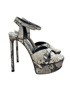Alternative view of YSL Saint Laurent Bianca Python Snakeskin Platform Heels Sandals Size 35