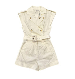 Alternative view of SIMKHAI NWT Vega Ivory Belted Stretch Cotton Twill Romper Size 2 $495
