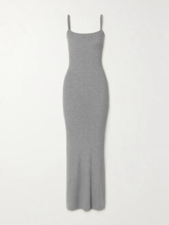 Alternative view of SKIMS Soft Lounge Long Slip Dress Heather Grey Ribbed Maxi Dress Size XS