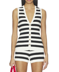 Show Me Your Mumu Kirby Devin Black White Stripe Knit Vest Shorts Set XS S