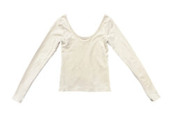 Alternative view of SPRWMN Beige Scoop Neck Long Sleeve Fitted Stretch Top Shirt Size Small