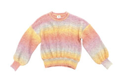 Alternative view of Sundry Sunset Rainbow Ombre Puff Sleeve Crewneck Sweater Pastel Size 0 XS