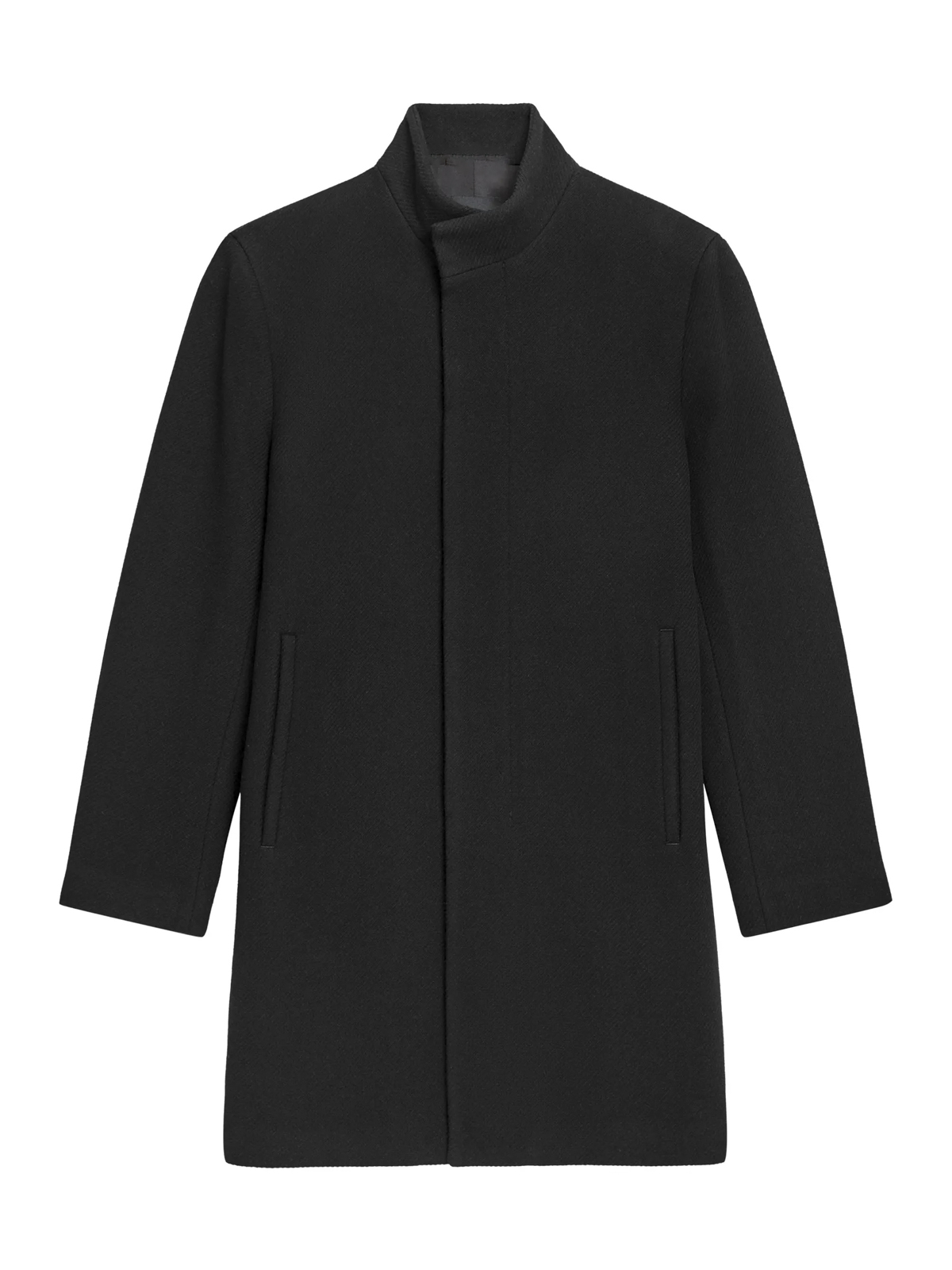 Theory Belvin Men's Black Wool Cashmere Blend Stand Collar Coat Size Large - Image 2