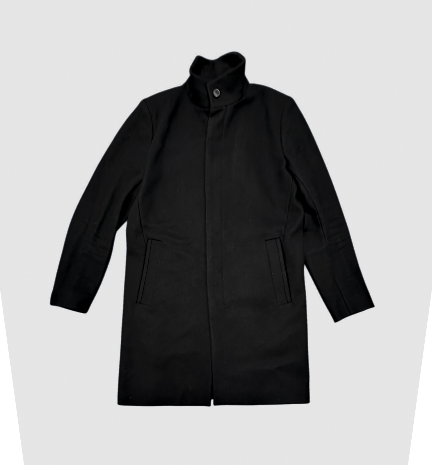 Theory Belvin Men's Black Wool Cashmere Blend Stand Collar Coat Size Large - Image 3