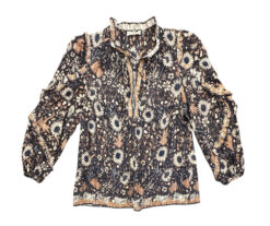 Alternative view of Ulla Johnson Manet Obsidian Floral Ruffle Tie Neck Blouse Top Size 0
