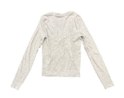 Alternative view of Vuori Pose V Neck Cardigan XS White Heather Gray Ribbed Long Sleeve Button Front