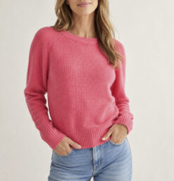 White + Warren 100% Cashmere Waffle Knit Crewneck Sweater Coral Pink Size Small