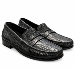 Tod's Mens Genuine Crocodile Penny Loafers Black Exotic Leather Shoes UK 8 US 9