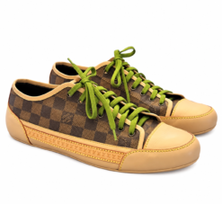 Louis Vuitton Mens Sneakers Damier Ebene Canvas Leather Low Top Shoes LV 8 US 9